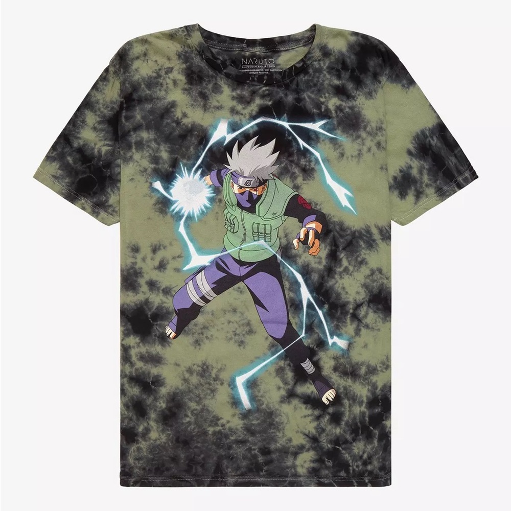 Men’s XS Unisex Naruto Shippuden Hatake Kakashi Anime Graphic Tie-Dye T-Shirt